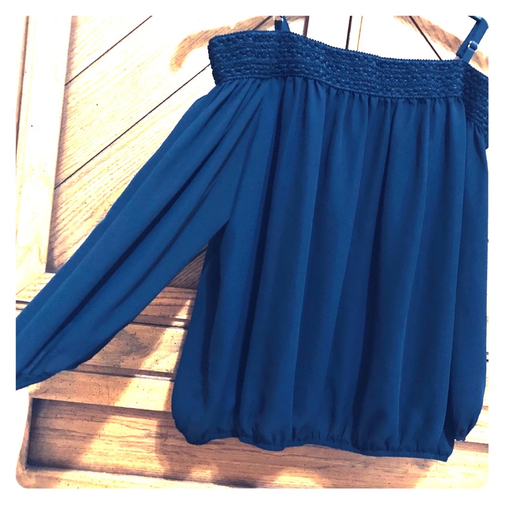 Royal blue see through blouse